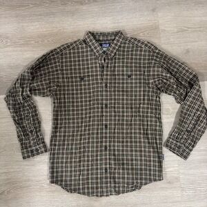 Patagonia Button Down Shirt Mens M Brown Plaid Organic Cotton Flannel 53837 FA13